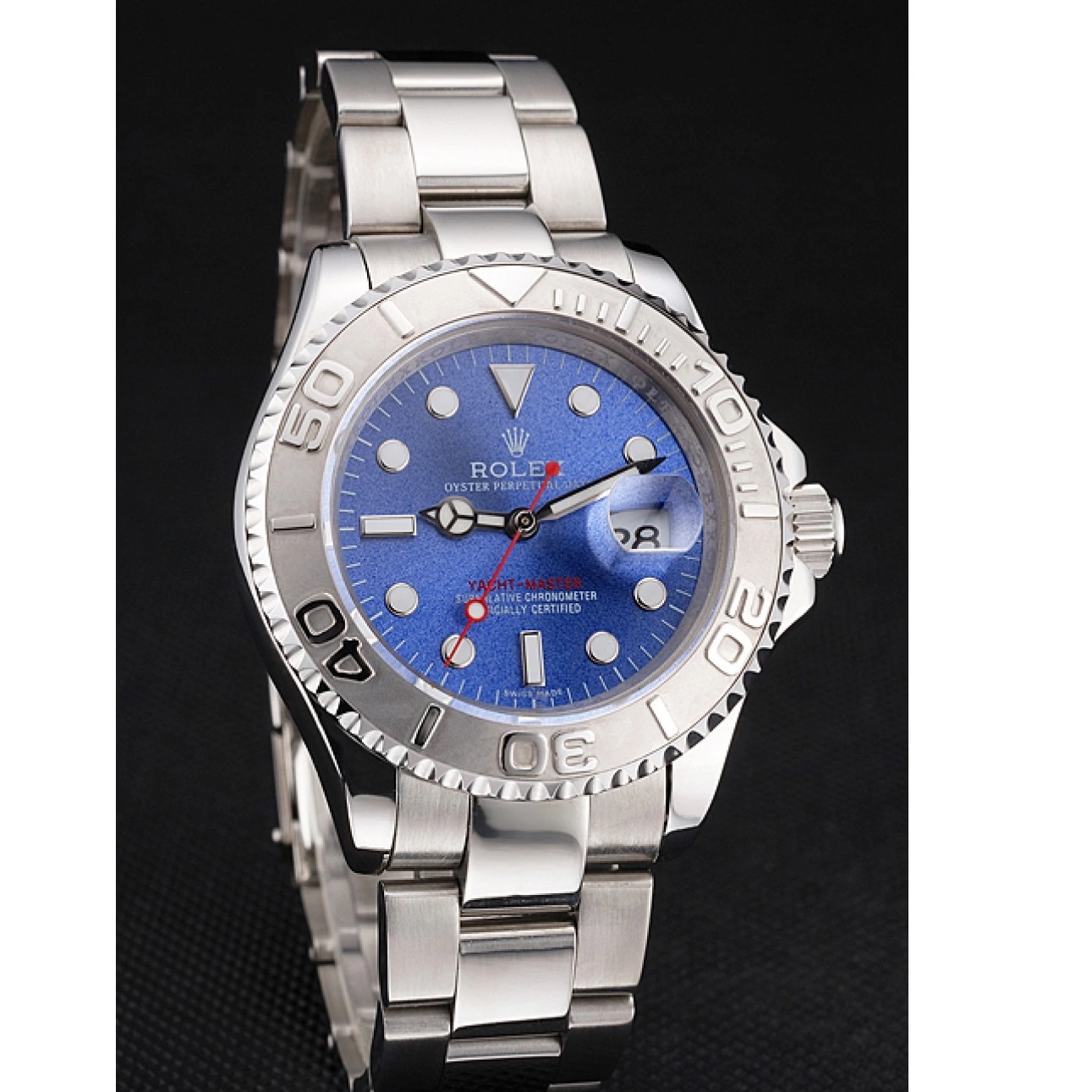Best AAA Replica Sites Bracelet Dial And Stainless Steel Rolex Swiss Yacht-Master Case Blue 0723
